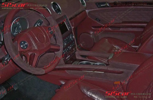 奔驰GL350 酒红色内饰改装案例