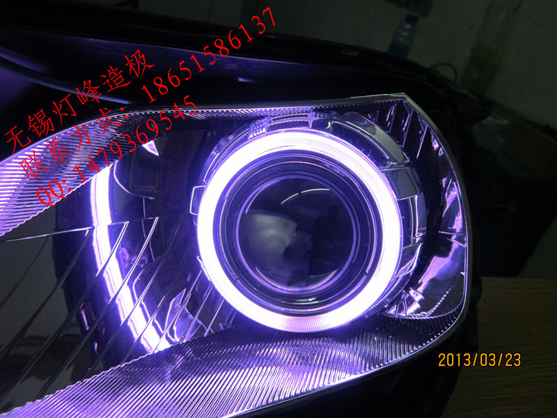 俩辆起亚K2大灯改装Q5双光透镜紫色双瞳【无锡灯峰造极】
