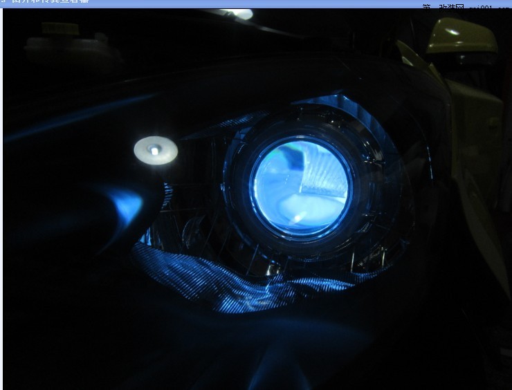 东莞车艺MG3改装Q5双光透镜及光感冰蓝LED恶魔眼