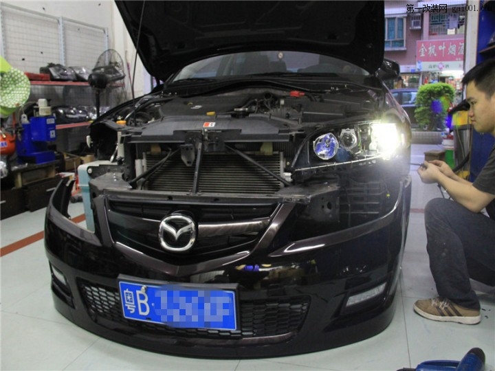 深圳汽车灯光改装升级：马自达6改装Q5双光透镜
