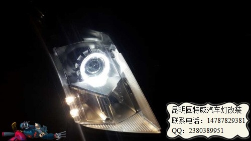 昆明凯迪拉克SRX大灯改装透镜天使眼
