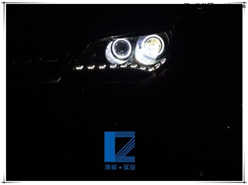 荣威350大灯改装4个双光透镜 4个LED宝马天使眼氙气灯 LED...