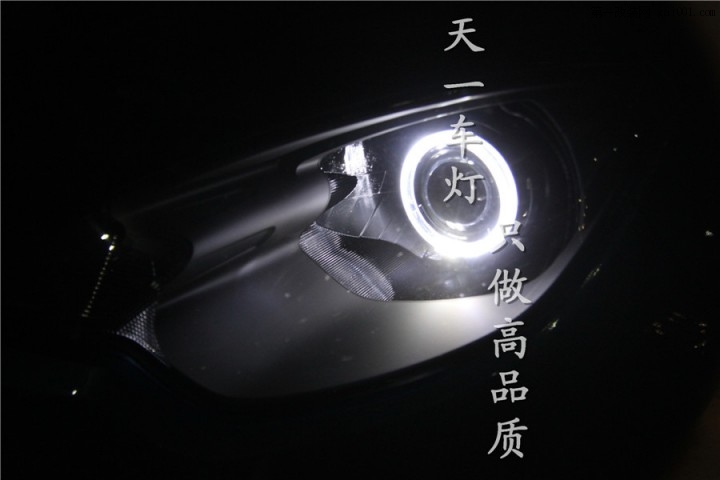 成都名爵MG3车灯改装Q5海拉LED天使恶魔眼双光透镜氙气大灯