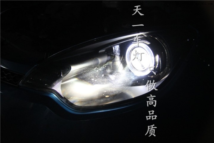 成都名爵MG3车灯改装Q5海拉LED天使恶魔眼双光透镜氙气大灯