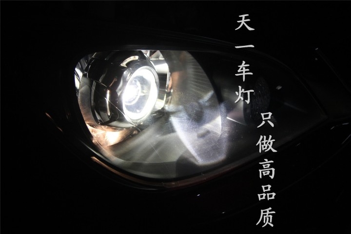 成都三菱蓝瑟改灯 改装原厂Q5德国海拉双光透镜氙气灯