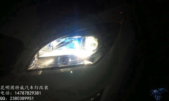 昆明车灯改装长安CS35升级氙气灯Q5双光透镜