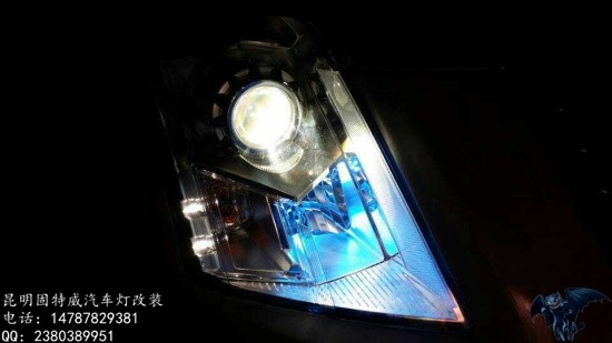 昆明车灯改装凯迪拉克SRX改氙气灯升级海拉三