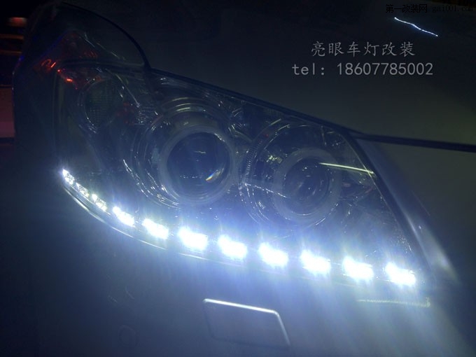 广西凯美瑞4个透镜4个天使眼+LED日行灯改装【河池亮眼改灯
