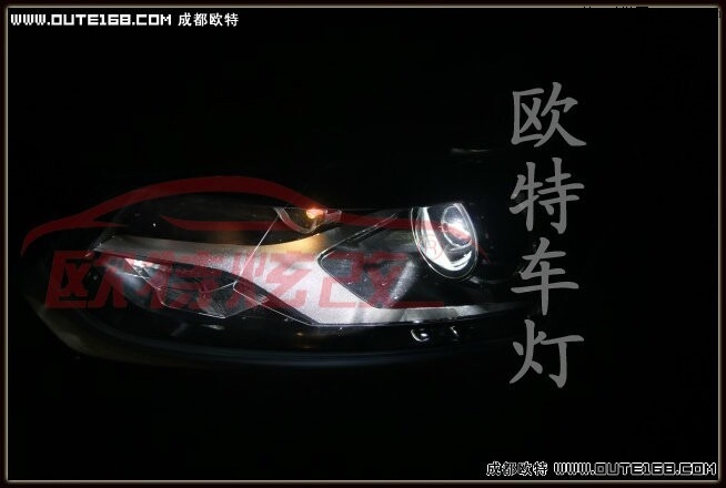 大众POLO GTI车灯改装Q5透镜 欧司朗氙气灯灯泡 南充欧特改灯