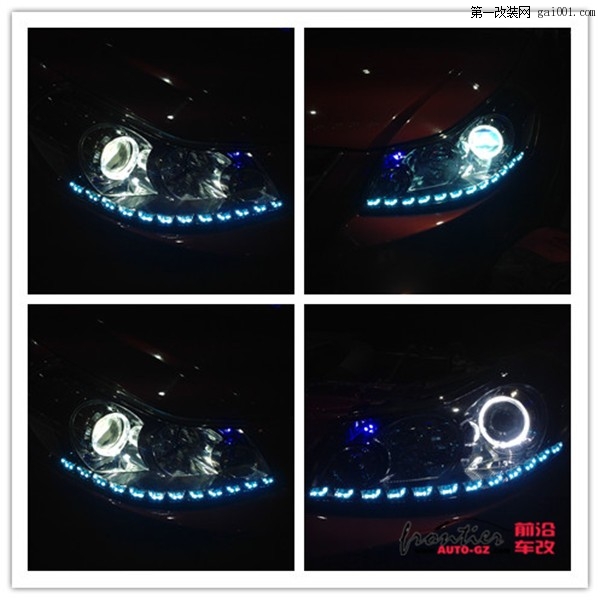 广州铃木天语SX4大灯改装奥迪Q5双光透镜氙气灯 LED泪眼灯