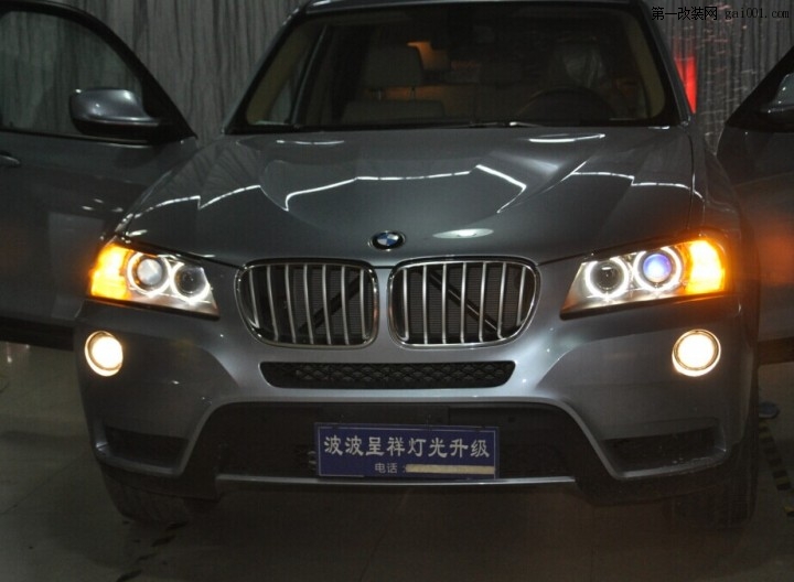 宝马X3双光透镜氙气大灯北京波波改灯