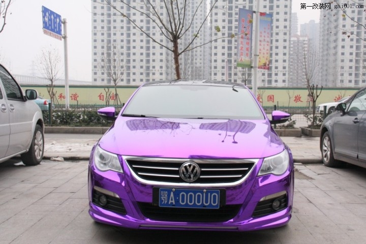 大众CC车身贴电镀紫改色膜