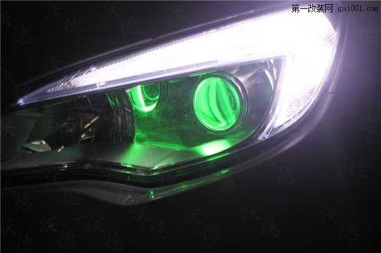 别克英朗XT车灯升级双光透镜氙气灯后大灯外观展示LED产品...