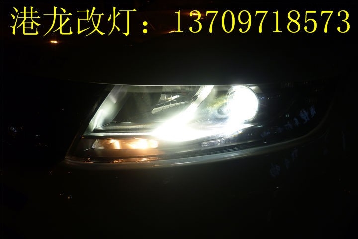 陆风X7原车卤素灯升级海拉5透镜氙气灯，西宁陆风X7改灯案例