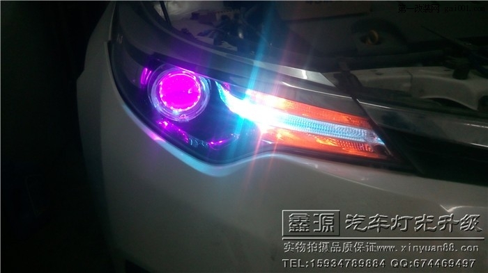 贵州毕节丰田雷凌改装大灯Q5透镜 汉雷灯泡搭配天使眼