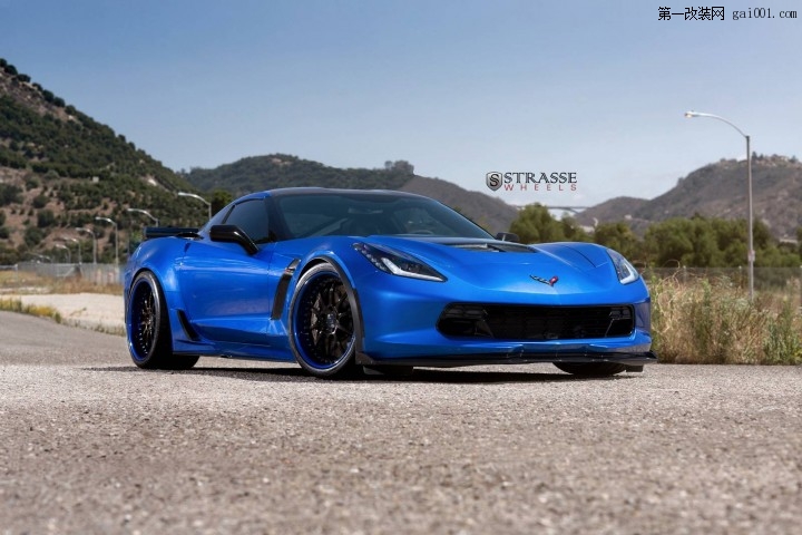 蓝色Corvette C7 Z06改装Strasse轮毂