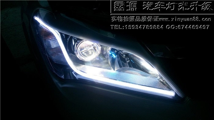【毕节鑫源车灯】比亚迪F3大灯总成升级双光透镜氙气灯