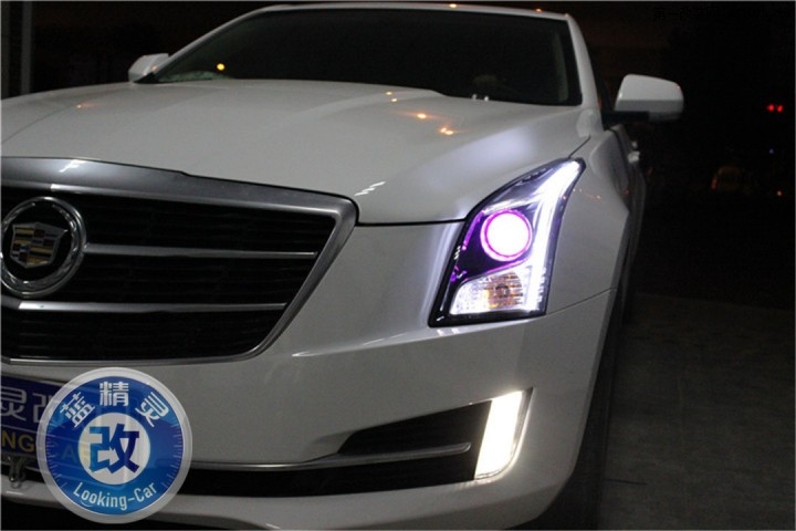 凯迪拉克ATSL车灯升级配置改装海拉五双光透镜蓝精灵改灯