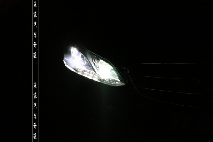 石家庄奔驰E200改装氙气车灯，原厂胎压监测