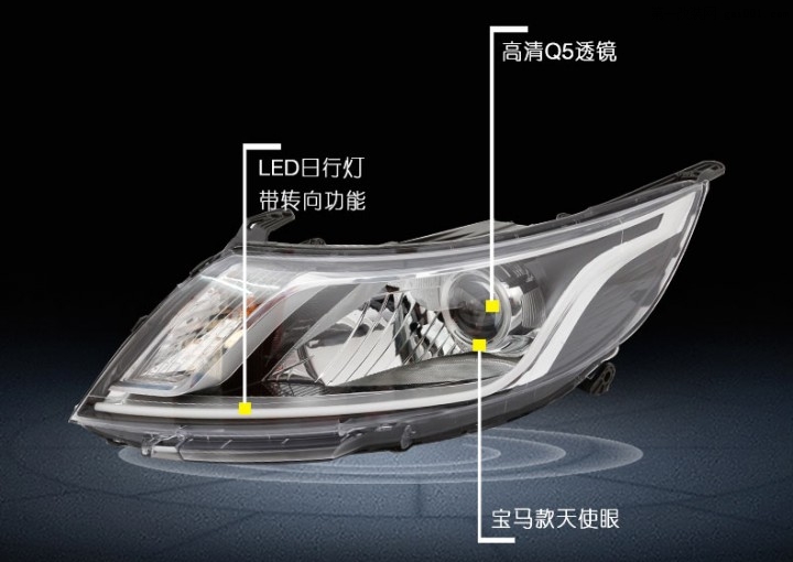 起亚K2大灯总成改装方案参考，LED天使眼+日行灯