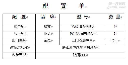 湛江道声音响改装 哈弗H6汽车隔音+牧童音响改装