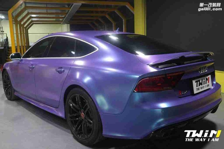 广州天河Twim出品：奥迪RS7车身改色贴膜《哑光砖石紫纱蓝》