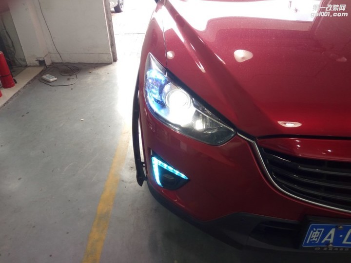 福州马自达CX-5车灯改装升级双光透镜、勺子日行灯