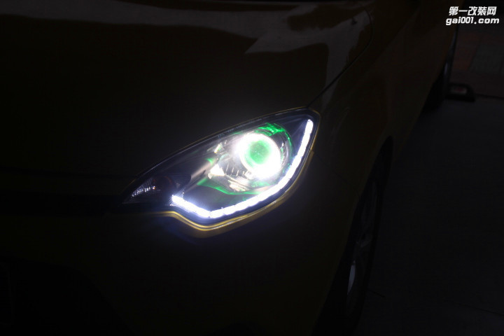 合肥名爵MG3车灯改装透镜氙气大灯白天使绿恶魔眼LED泪眼