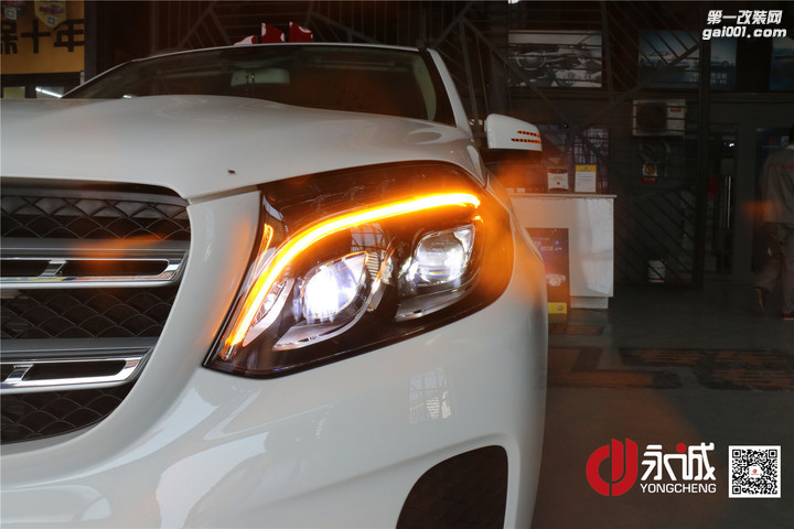 石家庄奔驰GLS450改灯原厂高配全LED大灯
