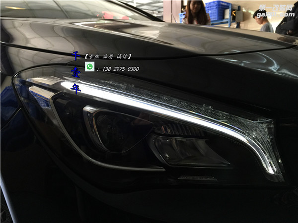 广州市奔驰CLA200卤素灯改装原厂LED车灯-实现解锁一抹蓝