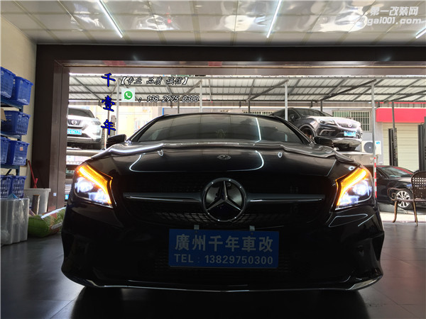 广州市奔驰CLA200卤素灯改装原厂LED车灯-实现解锁一抹蓝