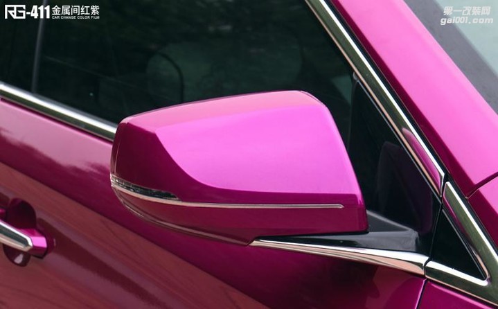 凯迪拉克全车RG瑞集改色膜改色贴膜案例-金属间红紫