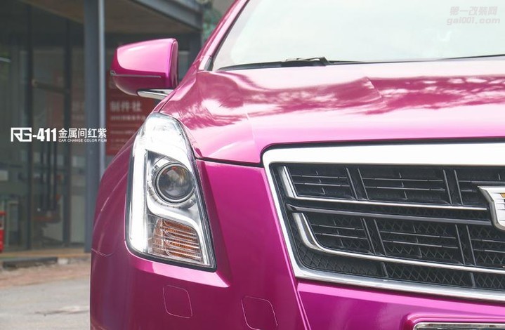 凯迪拉克全车RG瑞集改色膜改色贴膜案例-金属间红紫