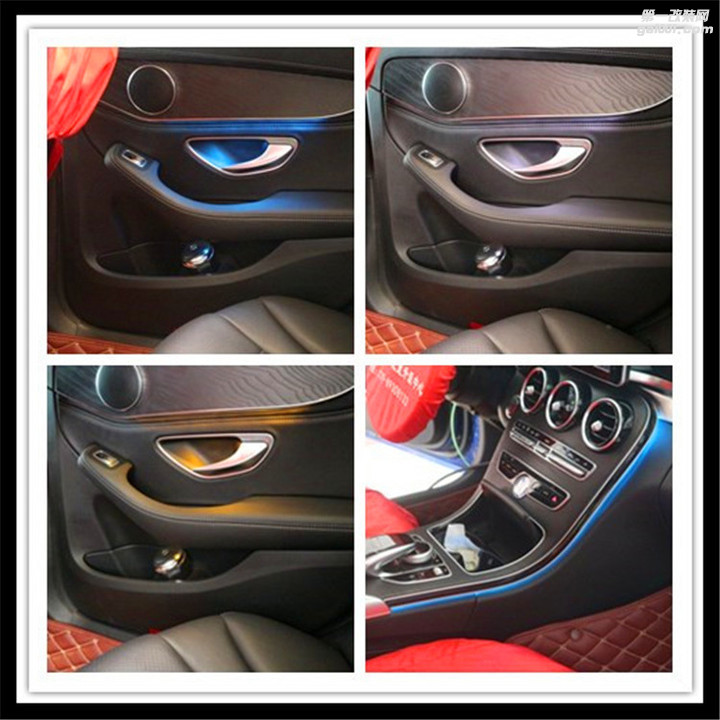 西安奔驰C200安装三色氛围灯施工案例