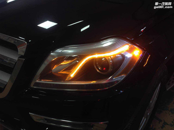 汽车灯光升级 广州奔驰GL350大灯改装氙气灯海拉5双光透镜