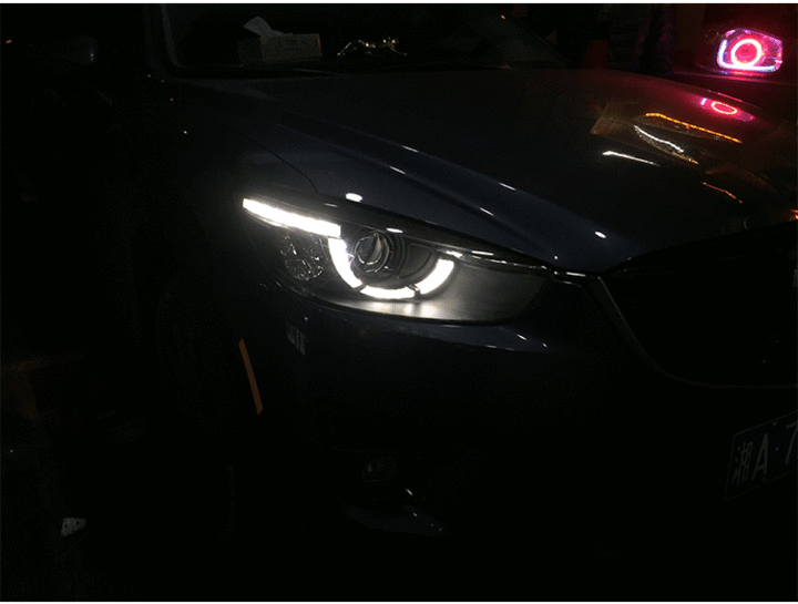 马自达CX-5 改装日版勺子灯 日行灯海拉Q5双光透镜氙气灯 LED