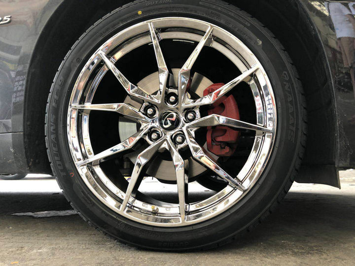 成都极速轮毂 英菲尼迪Q50 改装19寸电镀工艺轮圈装车完成