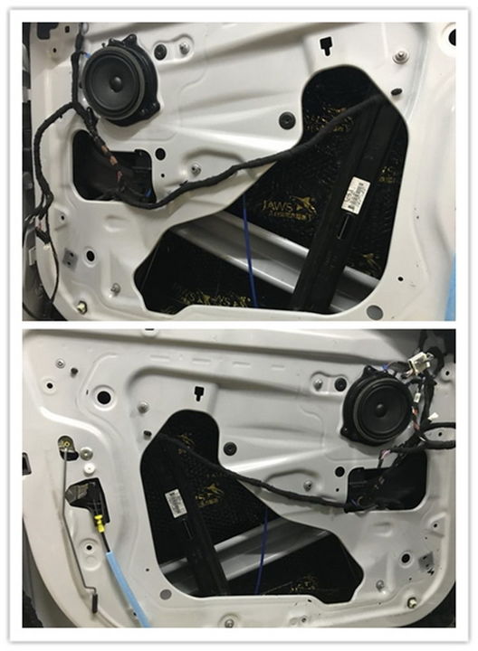 3，使用大白鲨隔音材料对汽车门板做第一层的隔音处理，降低门板共振噪声3.jpg.jpg