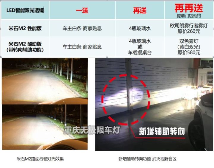 重庆无极限车灯改装升级米石LED智能大灯双光透镜升级二代