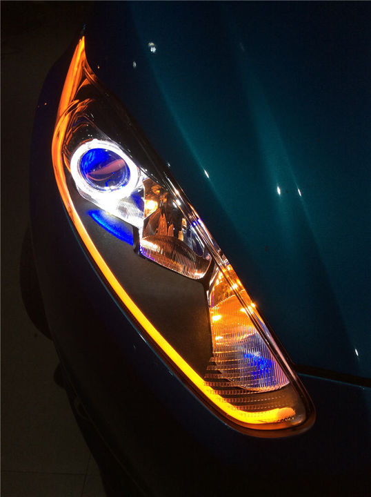 广州福特嘉年华车灯改装氙气大灯 LED蓝色恶魔眼 LED双色泪眼