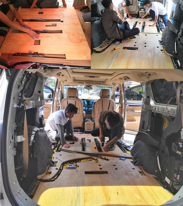 昆明中福音乐旅程别克GL8柚木木质地板改装房车改装
