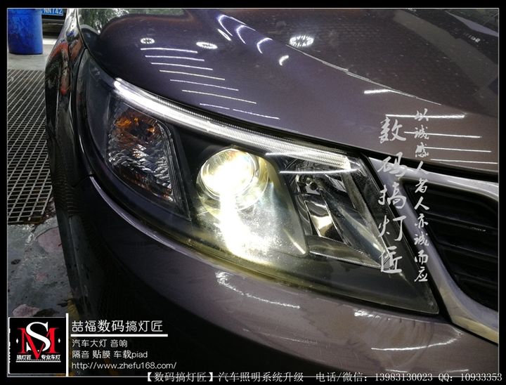 重庆改灯-绝版汽车萨博升级镀绿膜款GTR双光透镜数码搞灯匠
