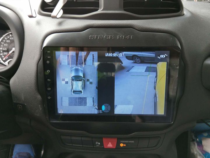 吉普自由侠改装安卓大屏导航360全景行车记录仪