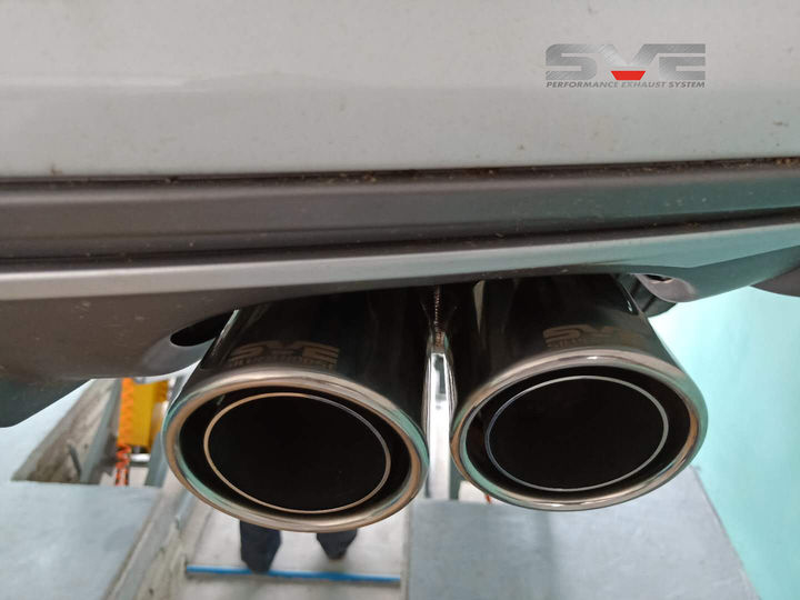 广州奥迪A3改装SVE中尾段静音真四出排气，左右两边均出气