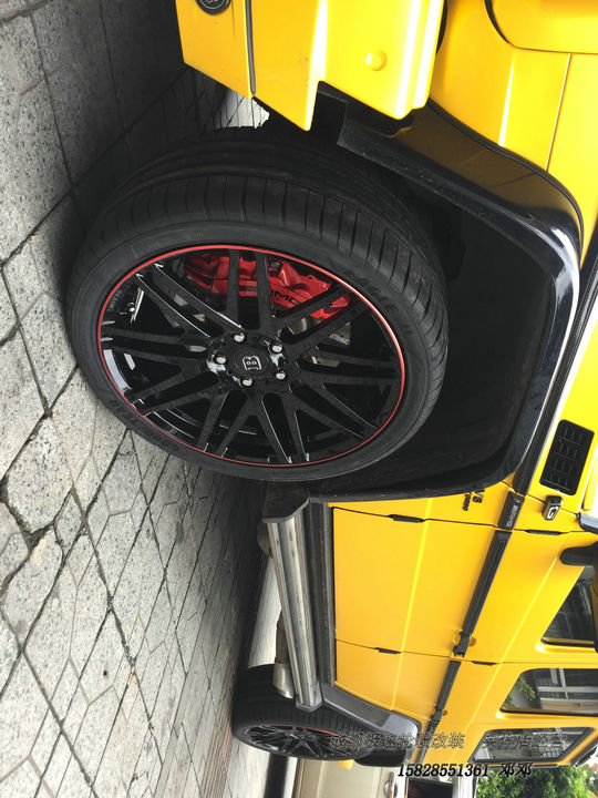 奔驰G系 定制22寸巴博斯锻造轮毂 黑色红边 (17).JPG