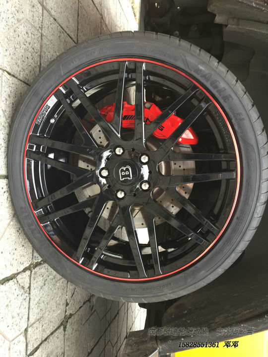 奔驰G系 定制22寸巴博斯锻造轮毂 黑色红边 (19).JPG