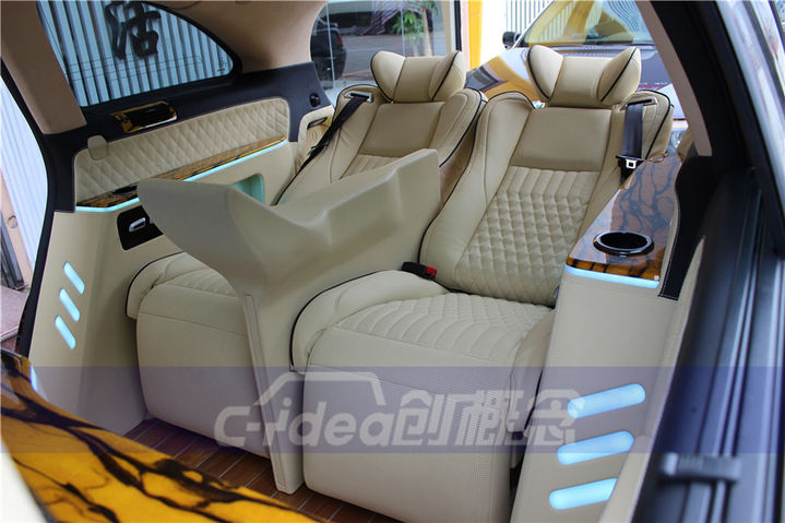 奔驰R320室内改装全隔断吧台，内饰加装航空座椅豪华设计