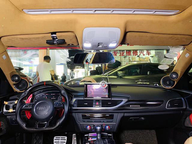 奥迪A6L汽车升级曼斯特三分频喇叭，享受不一样的车生活！