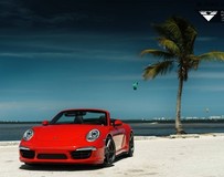 紅色保時捷911 Carrera4S改裝Vorsteiner輪轂