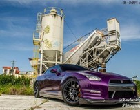 紫色日產(chǎn)尼桑GT-R改裝降低velgen輪轂